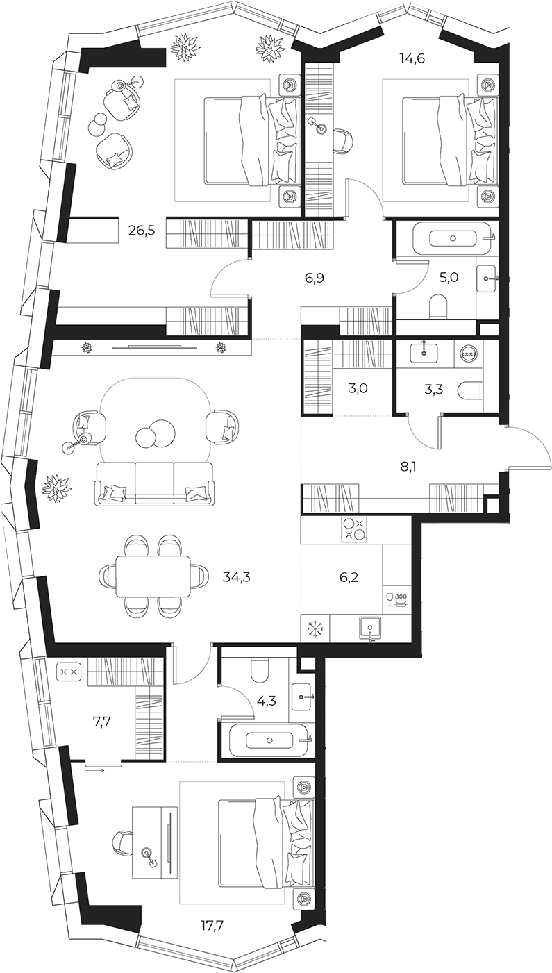 4+ комнаты, 137.6 м², 4/23 этаж, ЖК «МАСТЕРС»