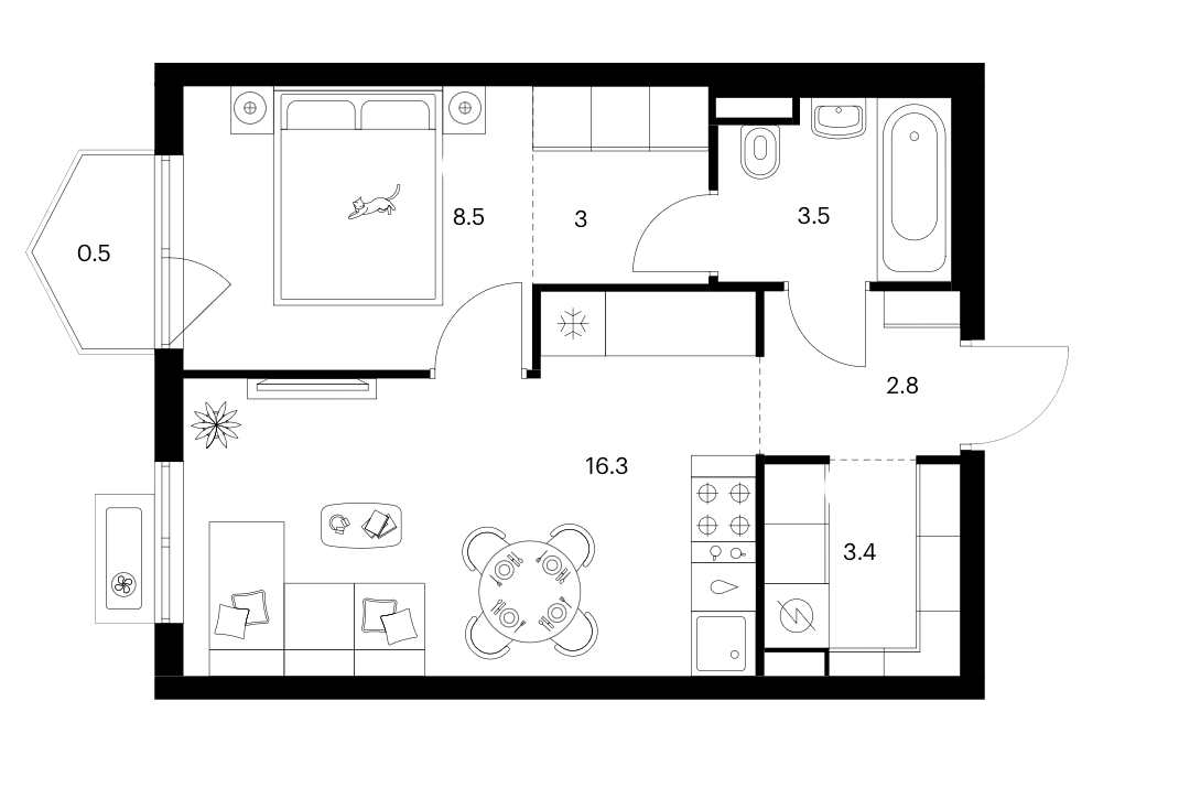 1-комн., 37.5 м², 5/25 этаж, ЖК «Ярославский»