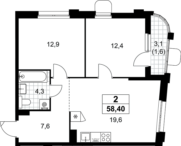 3-комн. Прокшино