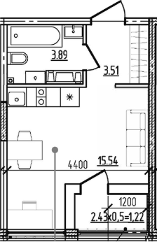 Студия квартира, 22.94 м² в ЖК Моренуар — фото 2
