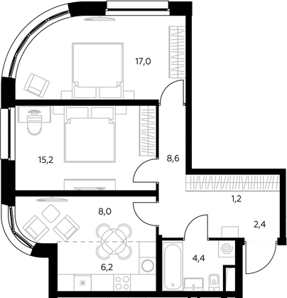 2-комн. Адмирал