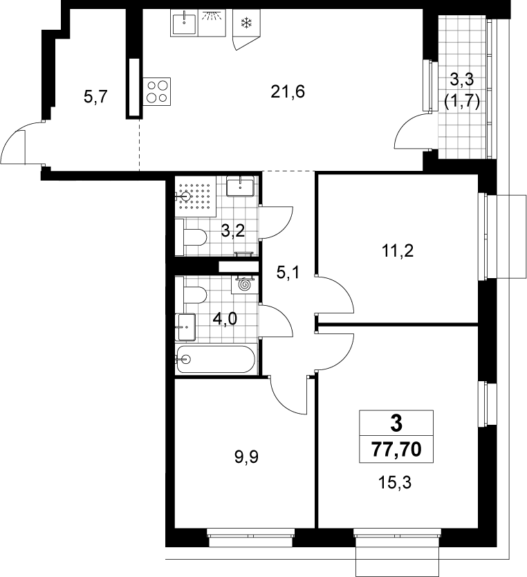 4+ комнаты, 76 м², 16/19 этаж, ЖК «Деснаречье»