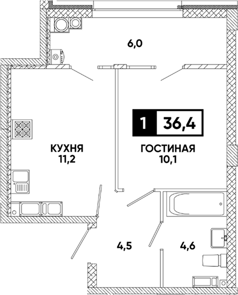 1-комн. Кварталы 17/77
