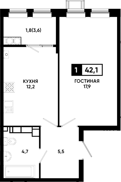1-комн. Резиденция Софи