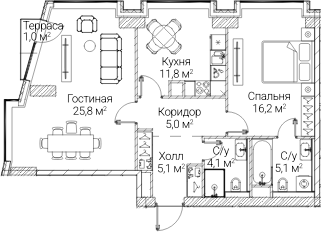 2-комн. СЕЗАР БУДУЩЕЕ