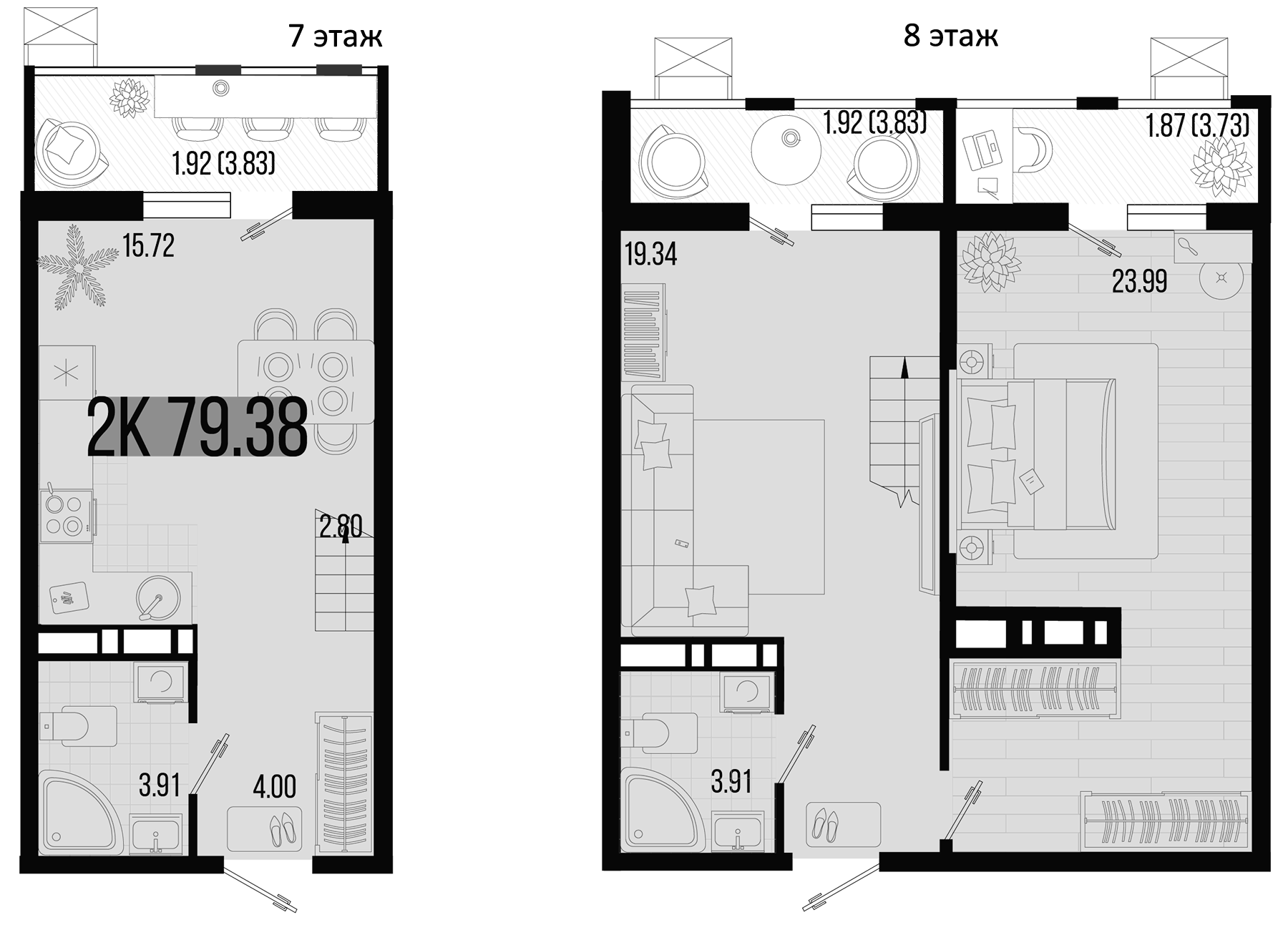2-комн. квартира, 73.67 м² в ЖК Цветной бульвар — фото 2