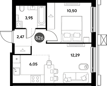 2-комн., 35.26 м², 23/25 этаж, ЖК «ЭВО»