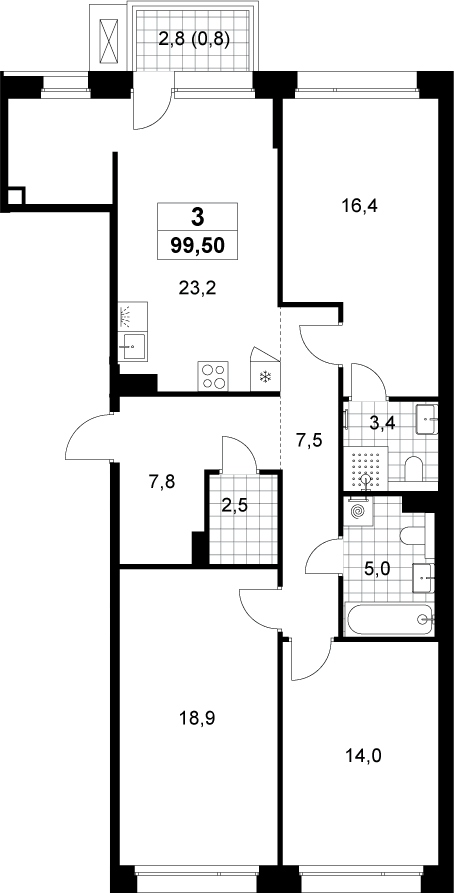 4+ комнаты, 98.7 м², 5/6 этаж, ЖК «Хольм»