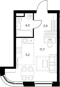 Студия, 31 м², 21/43 этаж, ЖК «Адмирал»
