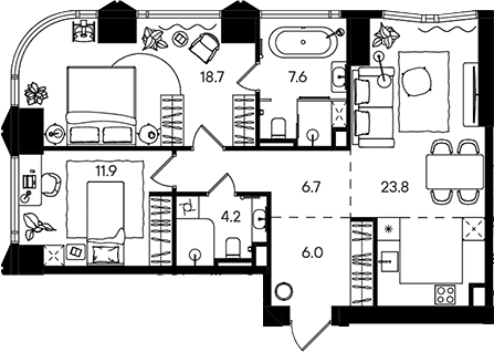3-комн., 78.9 м², 6/50 этаж, ЖК «СТОУН Блик»