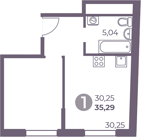 Студия, 35.29 м², 2/2 этаж, ЖК «Павелецкая от Гранель»