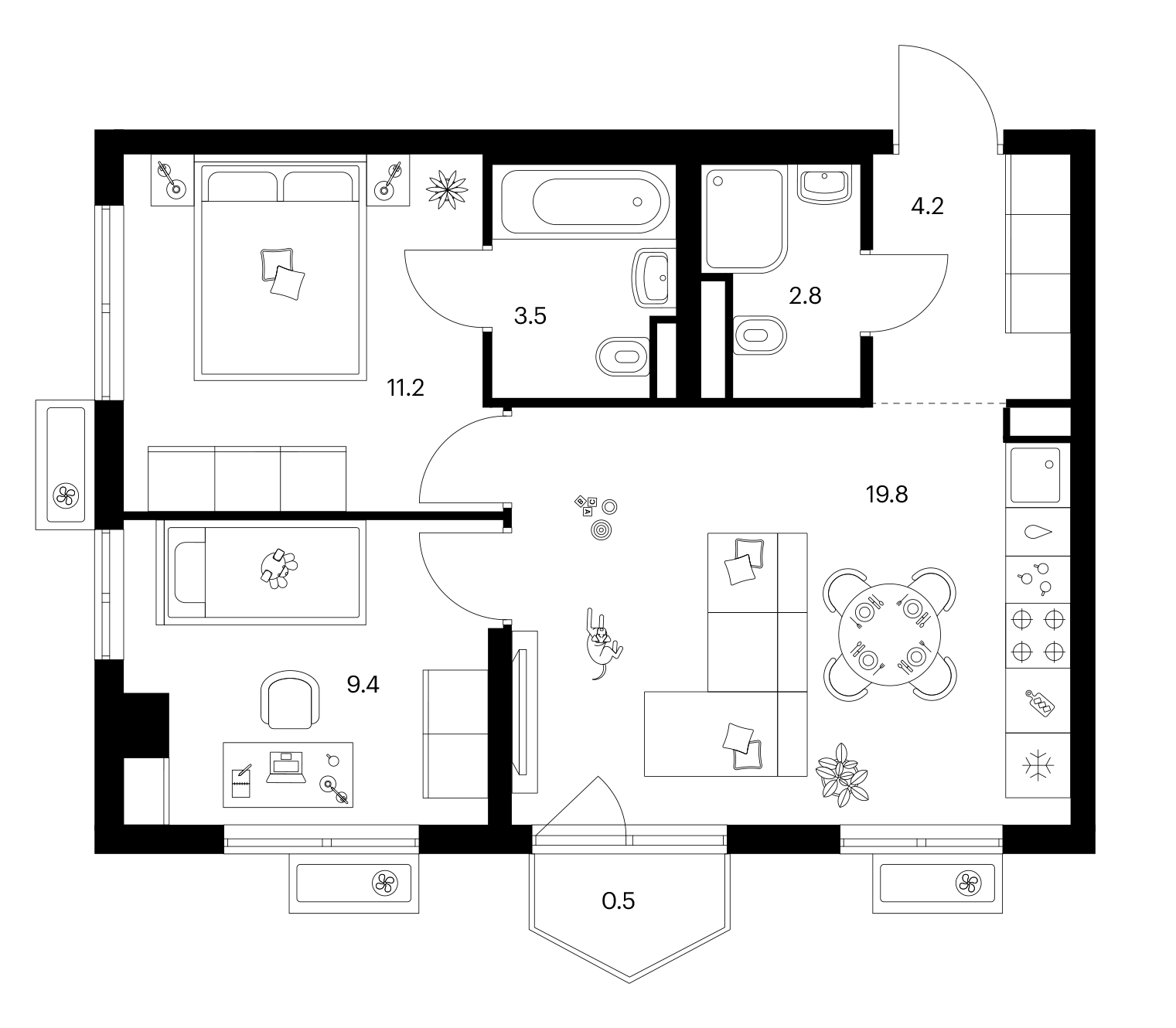 2-комн., 50.9 м², 5/25 этаж, ЖК «Ярославский»