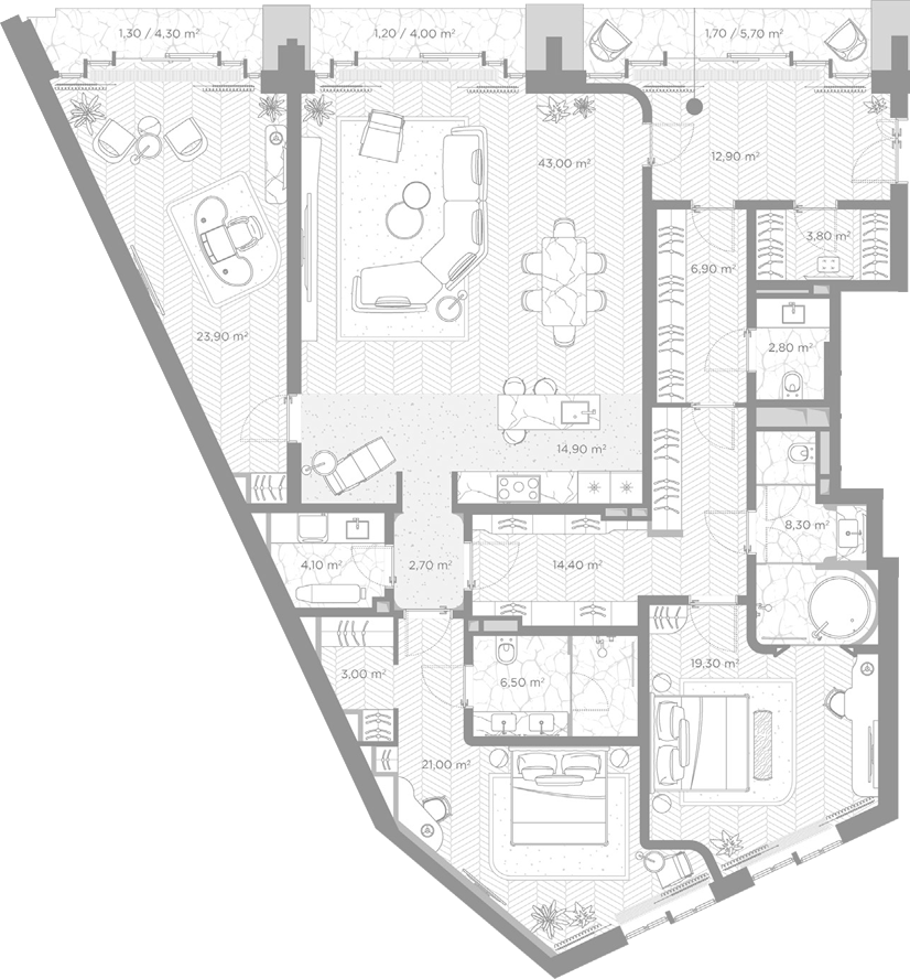 3-комн., 187.5 м², 4/7 этаж, ЖК «Николь»