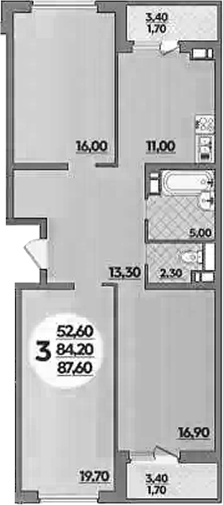3-комн. квартира, 84.2 м² в ЖК Парк у дома — фото 2