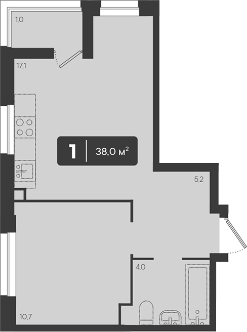 1-комн. квартира, 37 м² в ЖК Архитектор. ГК ЮгСтройИнвест — фото 2