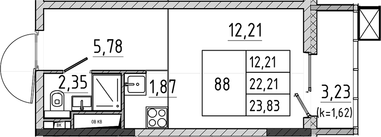 Студия, 22.21 м², 17/17 этаж, ЖК «Поварово-Молодежный-2»