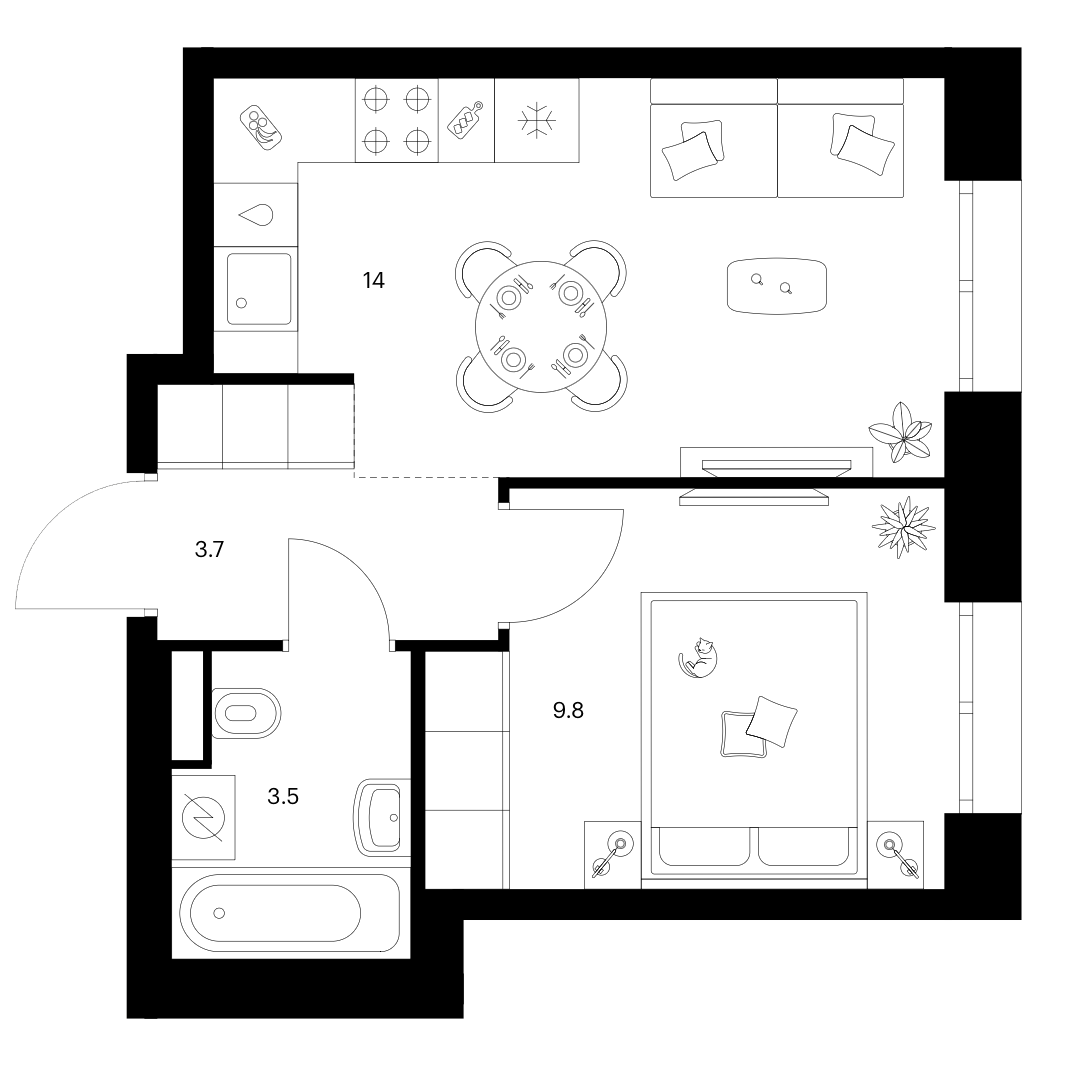 1-комн., 31 м², 9/10 этаж, ЖК «Строгино 360»