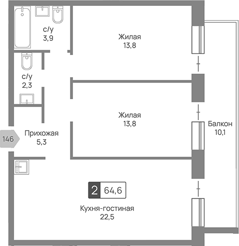 3-комн. Отрада 3