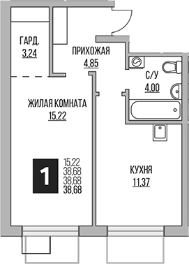 1-комн. Гранель Притяжение Сити