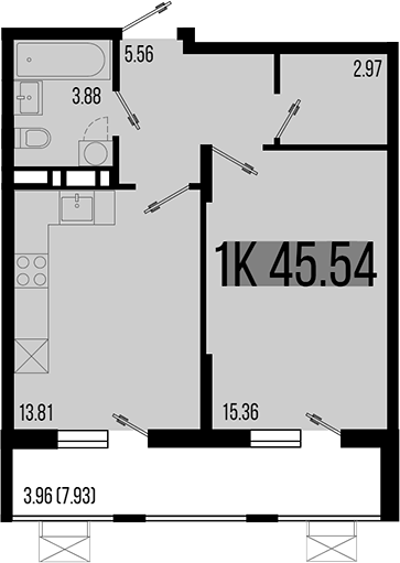 1-комн. квартира, 41.58 м² в ЖК Цветной бульвар — фото 2