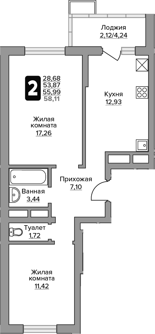 2-комн. Гранель Алексеевская роща