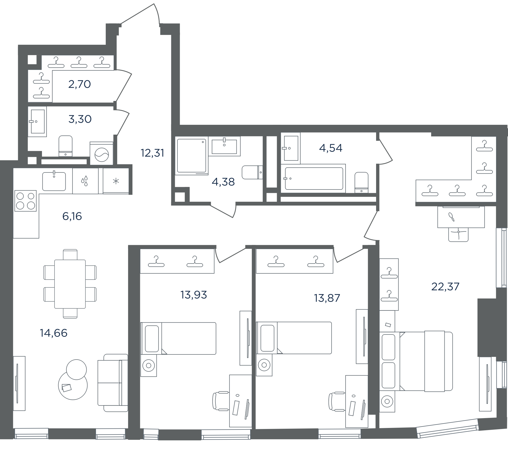 4+ комнаты, 98.22 м², 6/30 этаж, ЖК «Сикрет Гарден»