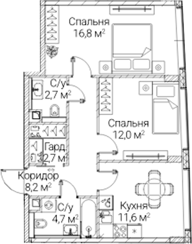 2-комн. СЕЗАР БУДУЩЕЕ