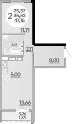 1-комн. квартира, 45.52 м² в ЖК Город у моря — фото 2