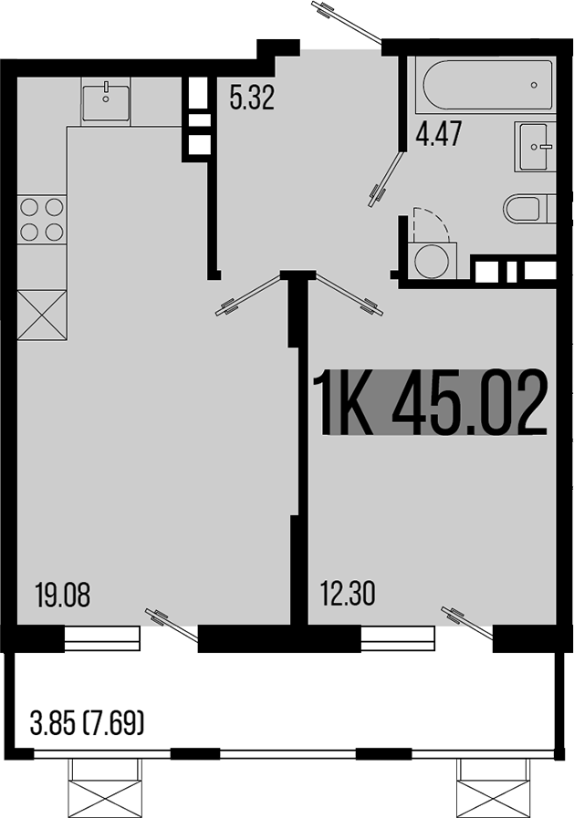 1-комн. квартира, 41.17 м² в ЖК Цветной бульвар — фото 2