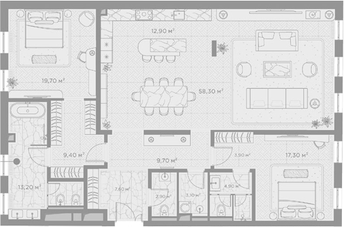 2-комн., 162.9 м², 5/7 этаж, ЖК «Николь»