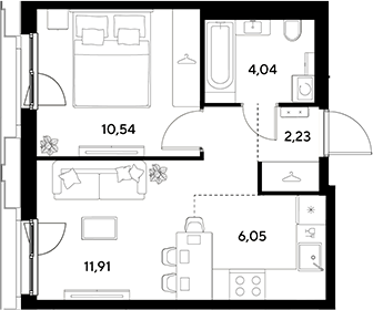 2-комн., 34.77 м², 4/23 этаж, ЖК «ЭВО»