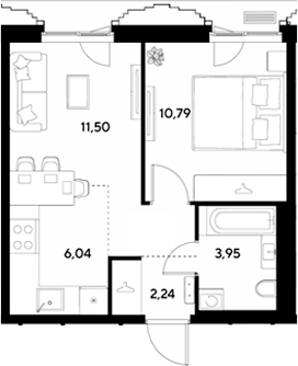 2-комн., 34.52 м², 2/25 этаж, ЖК «ЭВО»