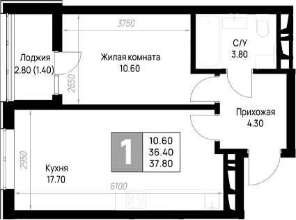 1-комн. квартира, 36.4 м² в ЖК На высоком берегу — фото 2