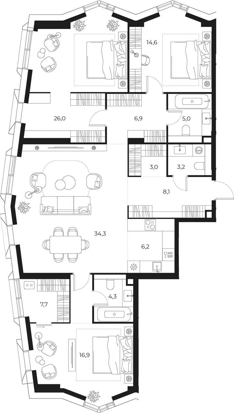 4+ комнаты, 136.2 м², 2/23 этаж, ЖК «МАСТЕРС»