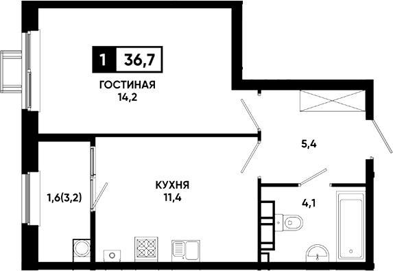 1-комн. Резиденция Софи