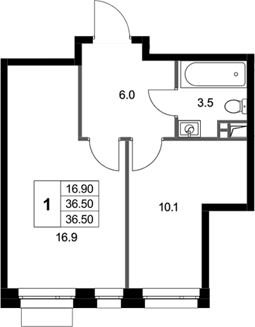 1-комн., 36.5 м², 2/3 этаж, ЖК «Кореневский Форт 2.3»