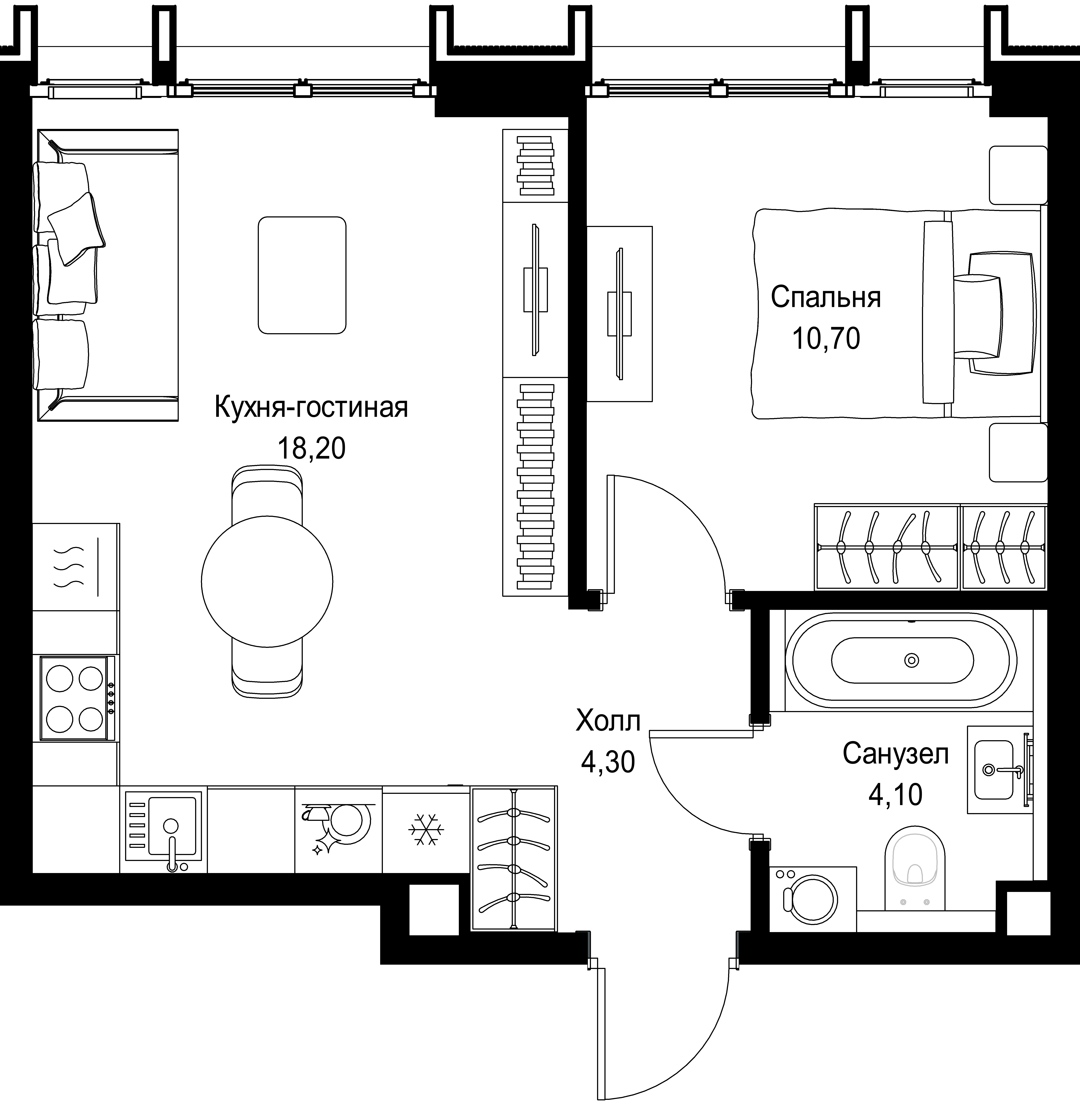 2-комн., 37.3 м², 12/12 этаж, ЖК «СИТИДЗЕН»