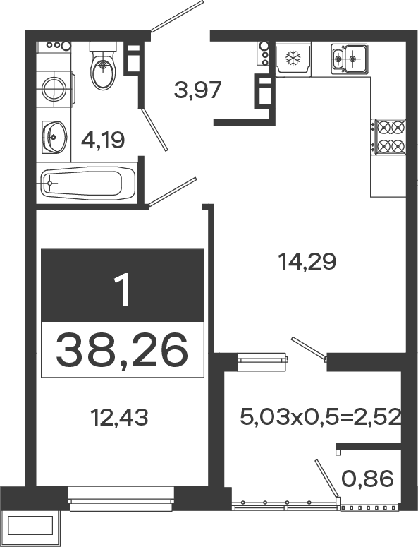 1-комн. квартира, 35.74 м² в ЖК Образцово — фото 2