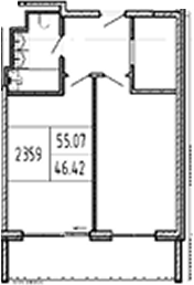 1-комн., 55.07 м², 3/9 этаж, ЖК «Alean Resort Montvert»