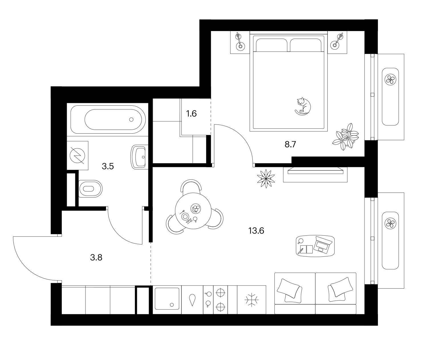 1-комн., 31.2 м², 16/25 этаж, ЖК «Ярославский»