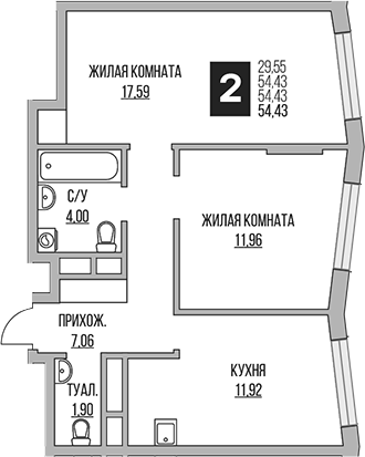 2-комн. Гранель Притяжение Сити