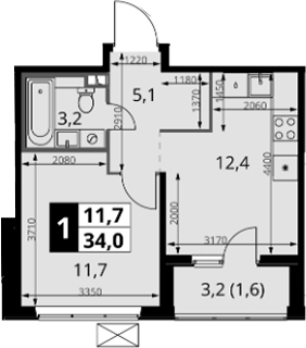 1-комн., 32.4 м², 18/24 этаж, ЖК «1-й Южный»