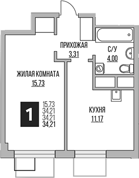 1-комн. Гранель Притяжение Сити
