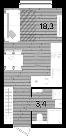 Студия, 21.7 м², 2/16 этаж, ЖК «DОГМА ПАРК»
