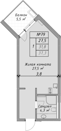 Студия квартира, 31.8 м² в ЖК Оазис Азова — фото 2