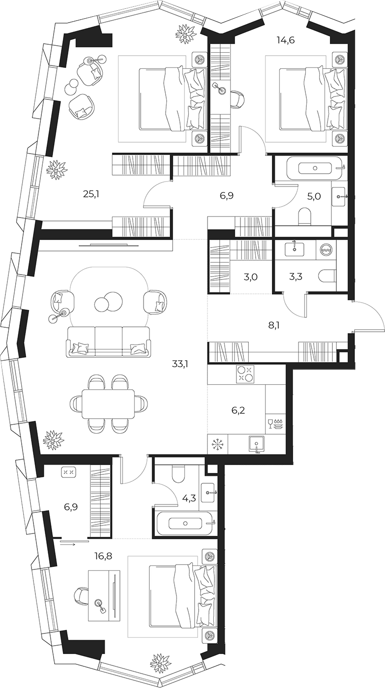 4+ комнаты, 133.3 м², 5/23 этаж, ЖК «МАСТЕРС»