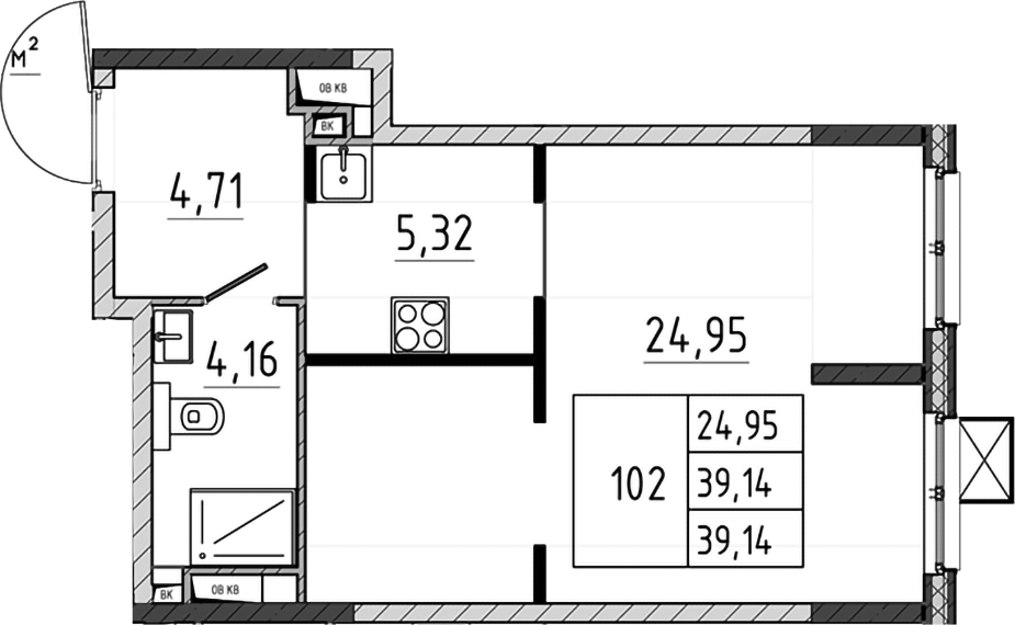 Студия, 39.14 м², 4/17 этаж, ЖК «Поварово-Молодежный-2»