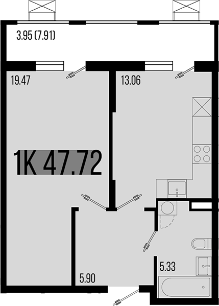 1-комн. квартира, 43.76 м² в ЖК Цветной бульвар — фото 2