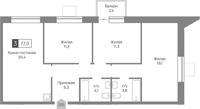 4-комн. Отрада 3
