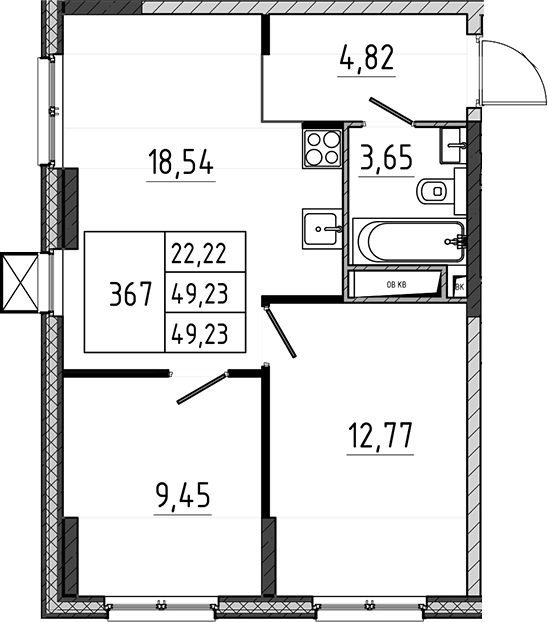 3-комн., 49.23 м², 3/17 этаж, ЖК «Поварово-Молодежный-2»